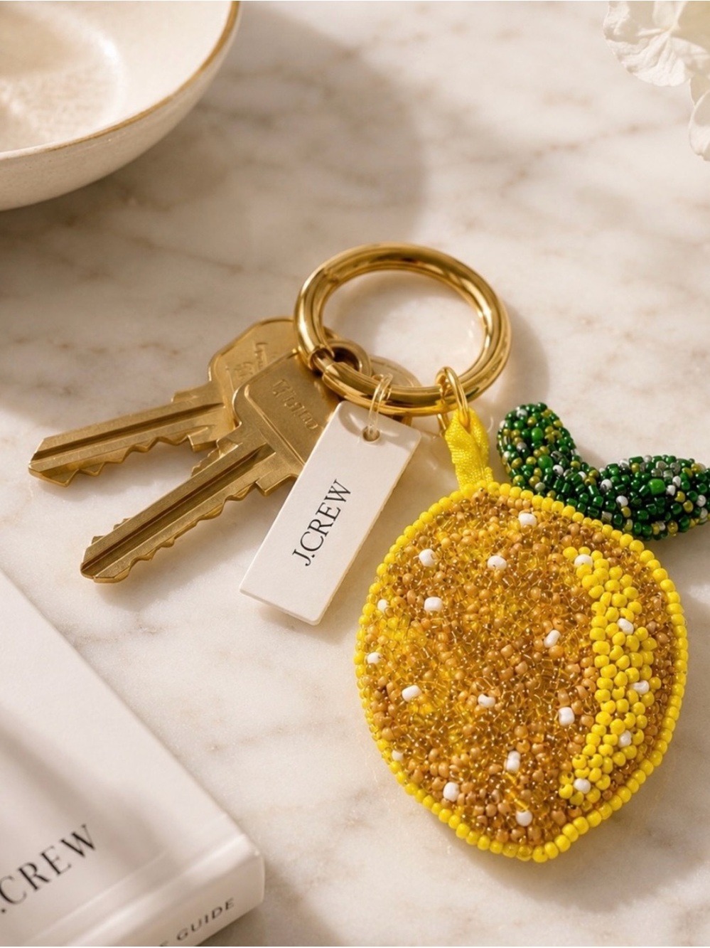J.Crew Beaded Yellow Lemon Bag Charmπ